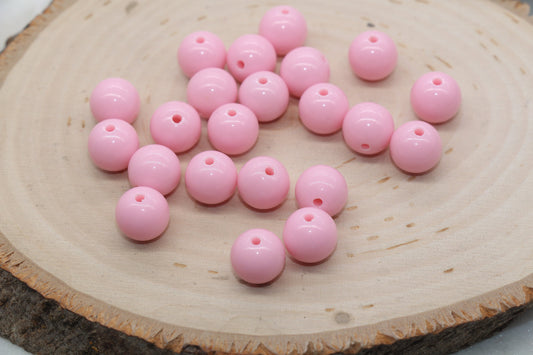 12mm Pink Gumball Beads, Round Acrylic Loose Beads, Bubblegum Beads, Chunky Beads, Bubble Gum Beads, Smooth Plastic Round Beads #409