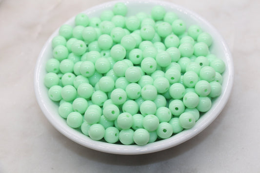 8mm Mint Green Round Gumball Beads, Mint Acrylic Loose Beads, Bubblegum Beads, Chunky Beads, Smooth Round Beads, Jewelry Making Beads #313