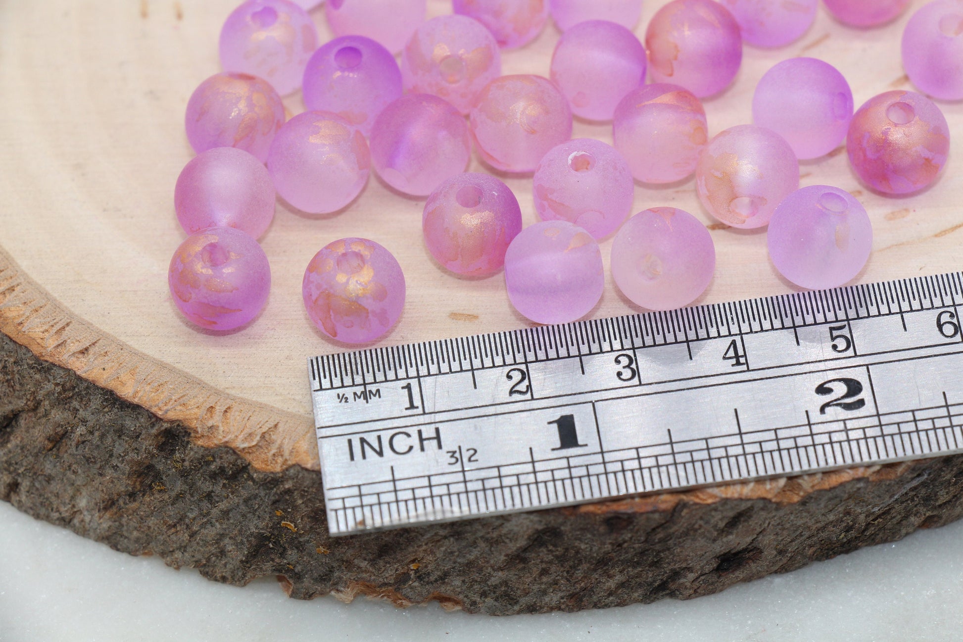 Matte Purple with Gold Specks Spray Painted Beads, Frosted Loose Beads, Bubblegum Beads, Chunky Beads, Bead for Bracelets, Size 9.5mm #3184