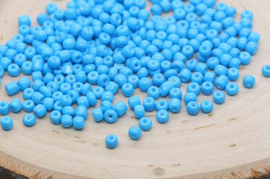 Glass Seed Beads, 4mm 6/0 Glass Round Seed Beads, Glass Blue Opaque Seed Beads, Rocailles Beads, Beading Supplies #1438
