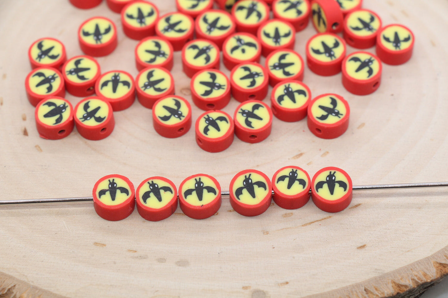 Spider Polymer Clay Beads, Halloween Bat Clay Beads, Jewelry Beads, Bead for Bracelet #512