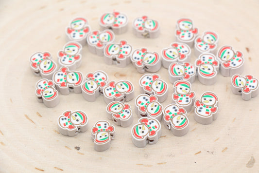 Snowman Clay Beads, Winter Themed Clay Beads, Christmas Snowman Polymer Clay Beads, Clay Jewelry Beads, Beads for Bracelet #553
