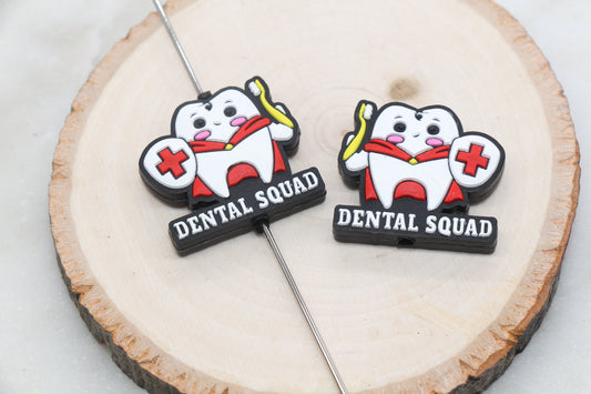 Dental Squad Silicone Beads, Dentist Silicone Beads, Tooth Focal Beads, Chunky Beads, Silicone Loose Beads, Focal Beads #561