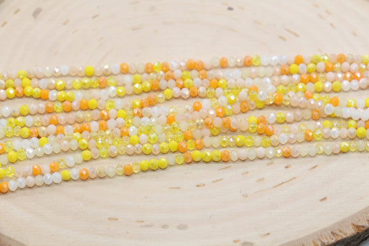 yellow 3 mm (6/0) glass seed beads mix, rocaille faceted, Full Strand