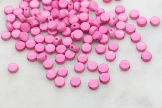 Pink Round Beads, Acrylic Round Beads, Acrylic Spacer Beads, Pink Round Beads, Acrylic Blank Round Beads, Size 7mm #3173