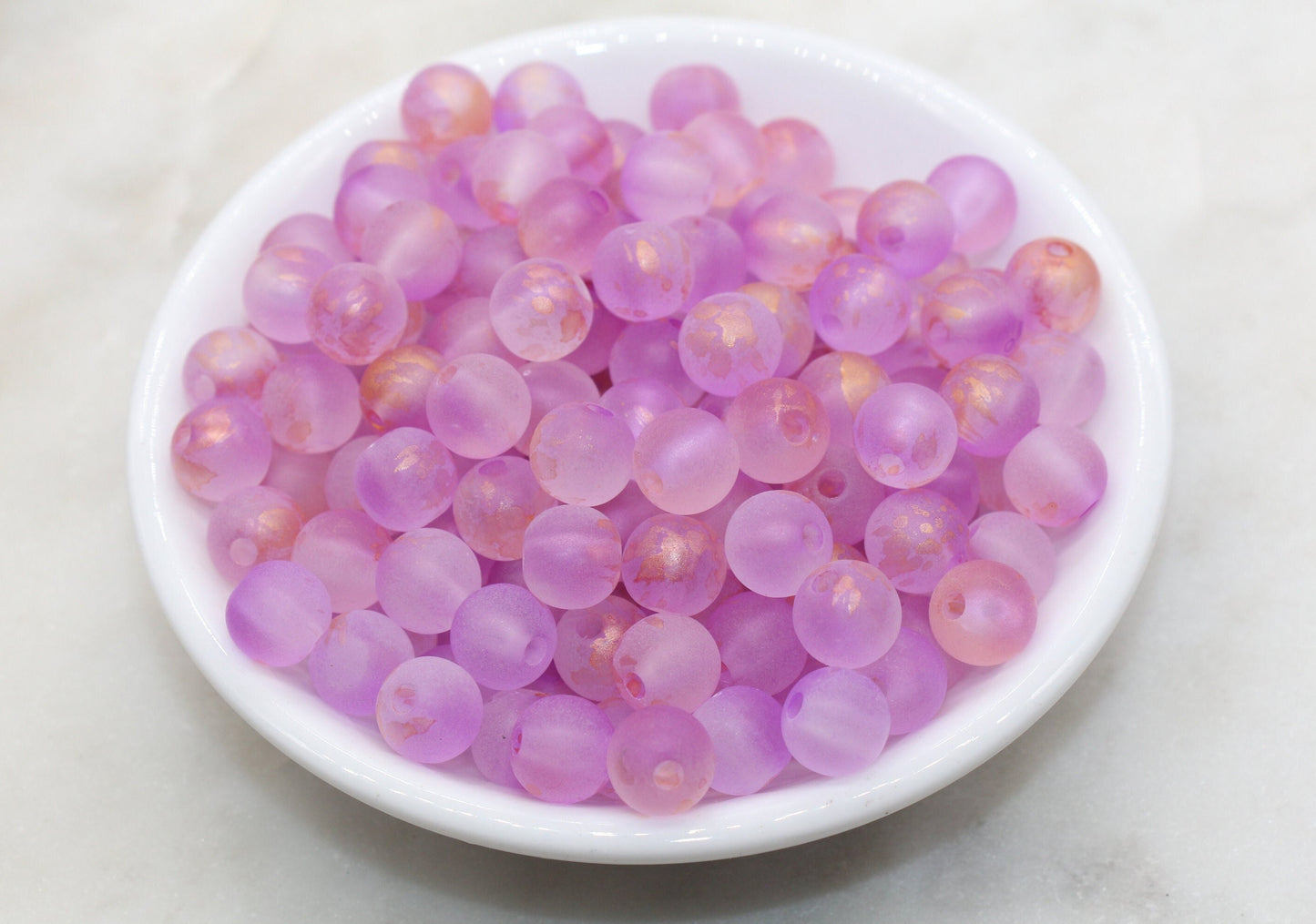 Matte Purple with Gold Specks Spray Painted Beads, Frosted Loose Beads, Bubblegum Beads, Chunky Beads, Bead for Bracelets, Size 9.5mm #3184