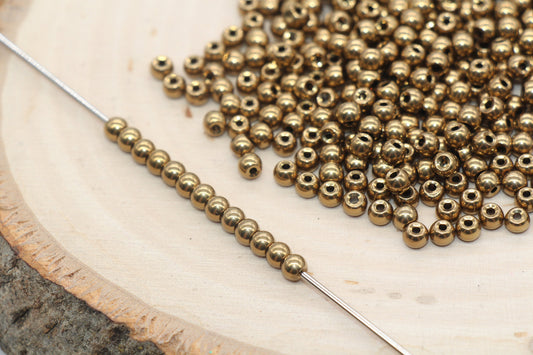 4mm bronze metallic round glass seed beads for bracelets and jewelry making