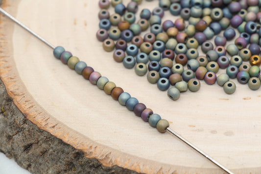 4mm matte metallic mix round glass seed beads for bracelets and jewelry making