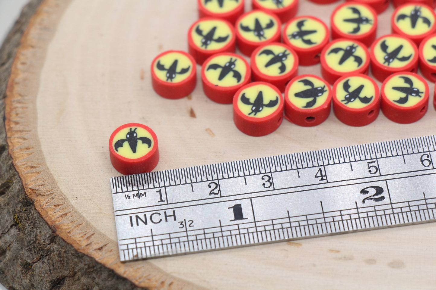 Spider Polymer Clay Beads, Halloween Bat Clay Beads, Jewelry Beads, Bead for Bracelet #512