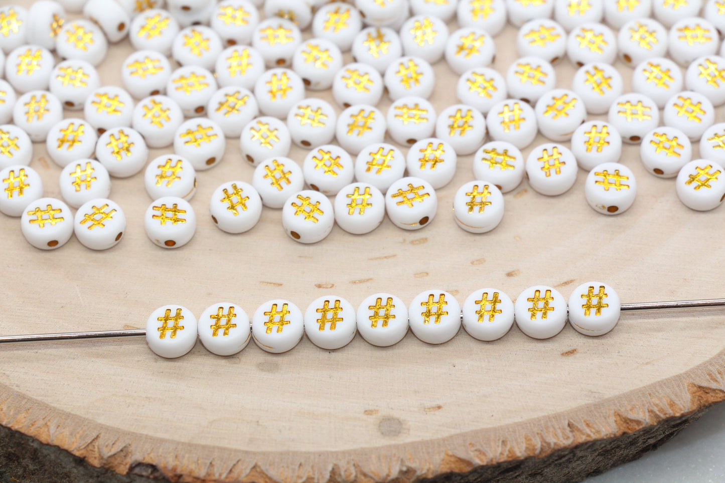 7mm Hashtag Beads, Acrylic Beads with # Symbols for Bracelet Making, Plastic Beads, Customized Jewelry Supplies