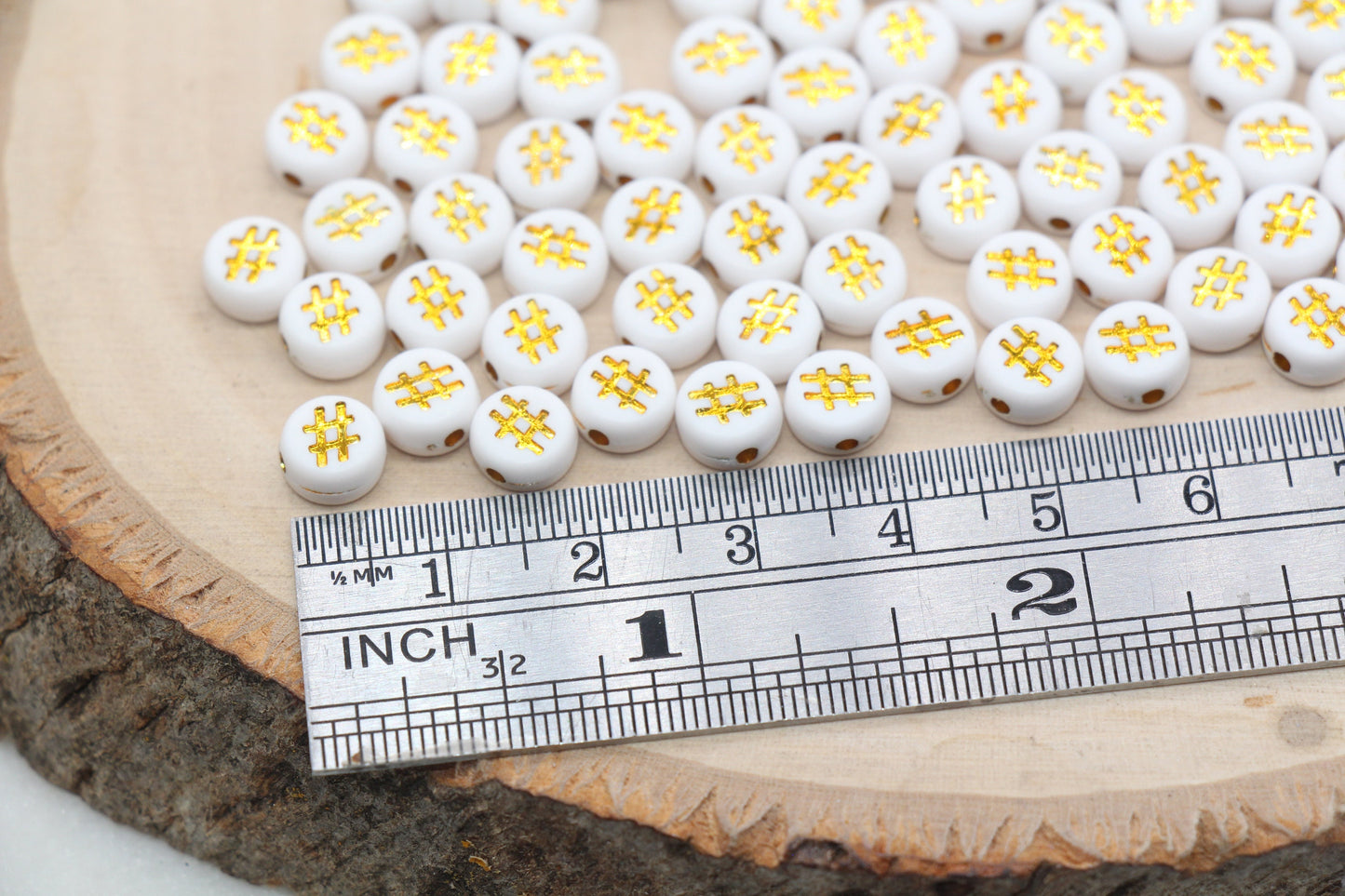 7mm Hashtag Beads, Acrylic Beads with # Symbols for Bracelet Making, Plastic Beads, Customized Jewelry Supplies