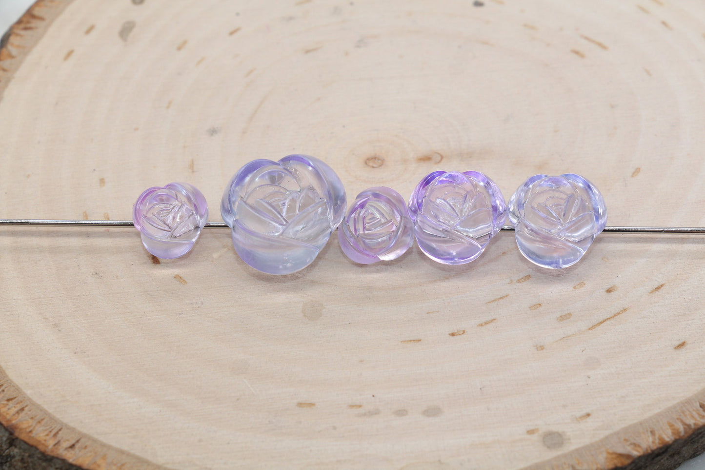 Rose Flower Beads, Mix Size Frosted Purple Ombre Rose Flower Beads, Purple Flower Chunky Beads, Jewelry Beads, Beads for Bracelet #3239