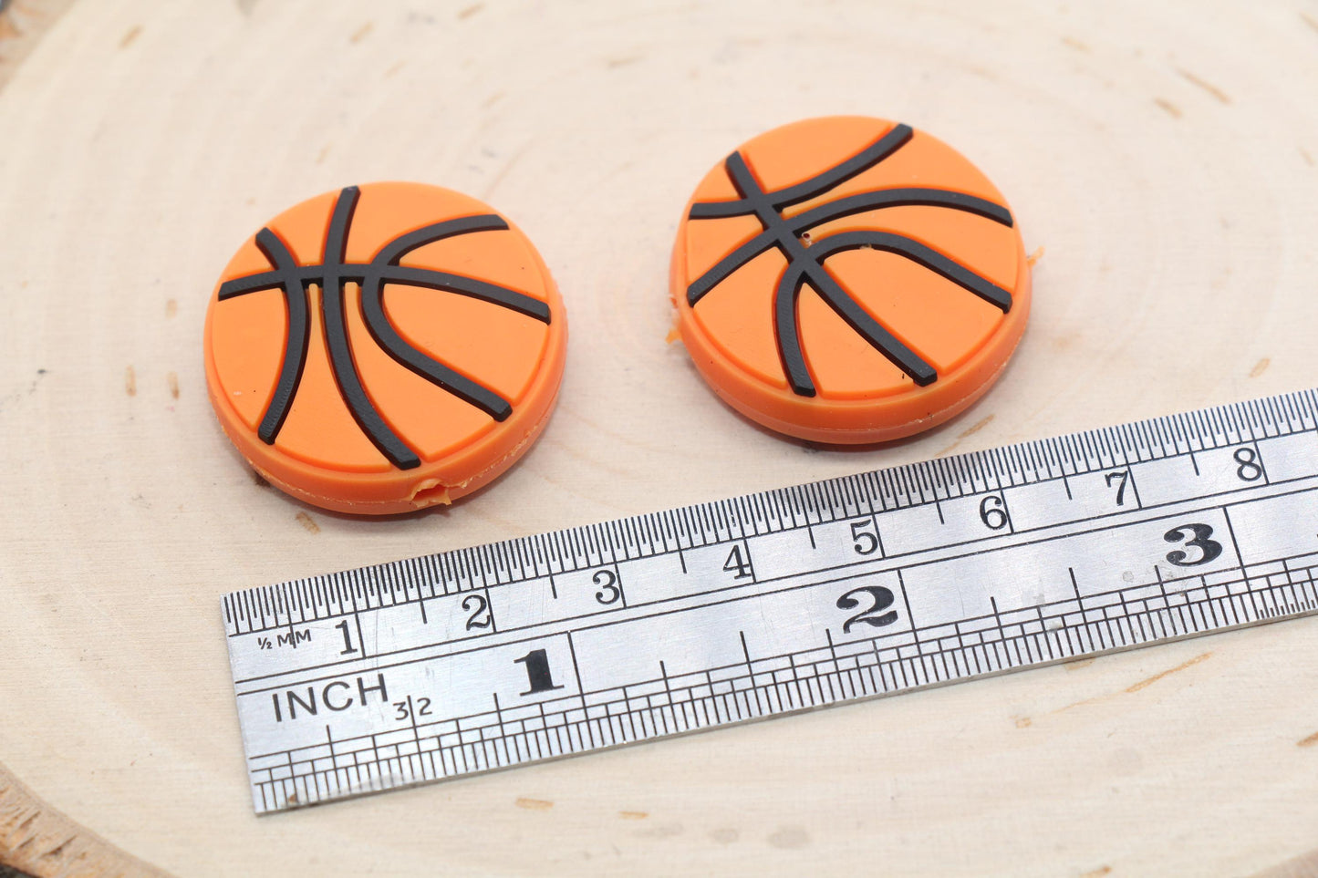 Basketball PVC Focal Beads, Sports Ball Beads, Chunky Beads, Beadable Pen Beads #573