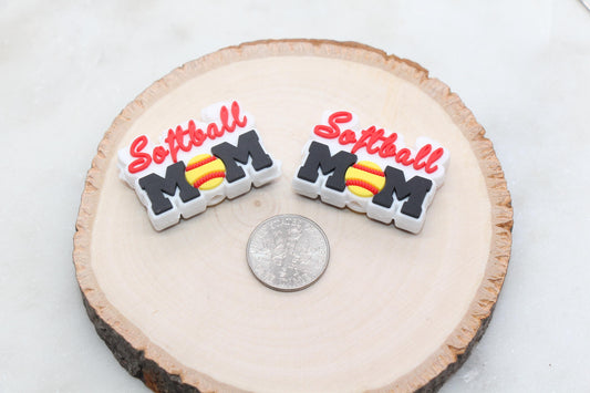 Softball Mom PVC Focal Beads, Sports Ball Beads, Chunky Beads, Beadable Pen Beads #575