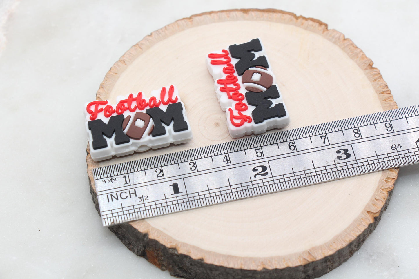 Football Mom PVC Focal Beads, Sports Ball Beads, Chunky Beads, Beadable Pen Beads #578