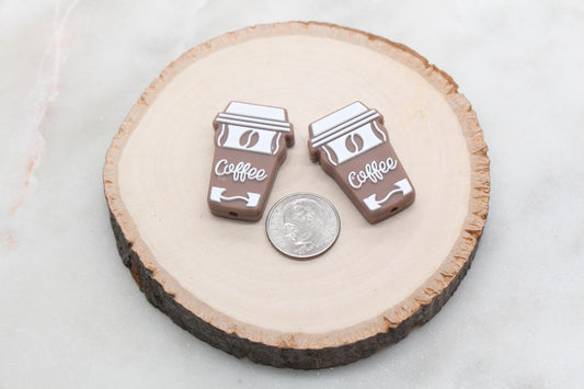 Coffee Silicone Focal Beads, Coffee Cup Silicone Beads, Silicone Loose Beads, Beadable Pen Focal Beads #590