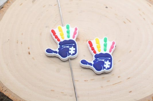 Autism Hand Silicone Focal Beads, Focal Beads, Chunky Beads, Silicone Loose Beads, Beadble Pen Beads #597