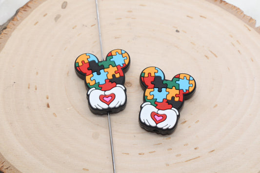 Autism Puzzle Pieces Silicone Focal Beads, Focal Beads, Chunky Beads, Silicone Loose Beads, Beadble Pen Beads #598
