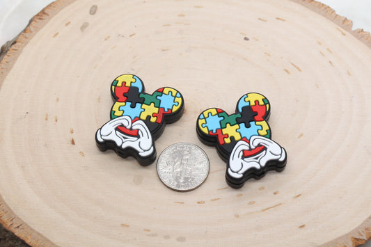 Autism Puzzle Pieces Silicone Focal Beads, Focal Beads, Chunky Beads, Silicone Loose Beads, Beadble Pen Beads #599