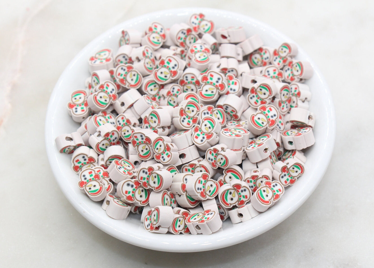 Snowman Clay Beads, Winter Themed Clay Beads, Christmas Snowman Polymer Clay Beads, Clay Jewelry Beads, Beads for Bracelet #553