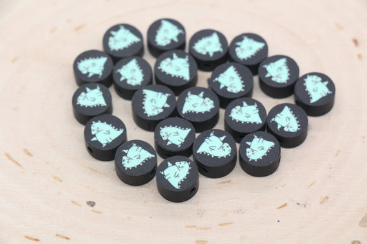 Kawaii Dinosaur Polymer Clay Beads, Green Dinosaur Round Shape Clay Beads, Jewelry Beads, Beads for Bracelet #555