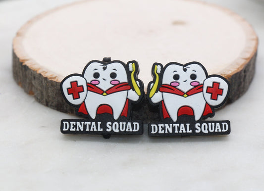 Dental Squad Silicone Beads, Dentist Silicone Beads, Tooth Focal Beads, Chunky Beads, Silicone Loose Beads, Focal Beads #561