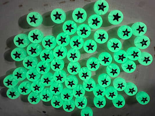 Glow in Dark Star Beads, Acrylic Glow Star Beads, Glowing Star Symbol Beads, Size 7mm #1611