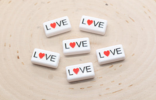 Love Beads, Rectangle Shape Love Beads, Word Beads, Chunky Love Beads for Bracelet #3290