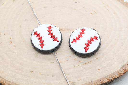 Baseball PVC Focal Beads, Sports Ball Beads, Chunky Beads, Beadable Pen Beads #571