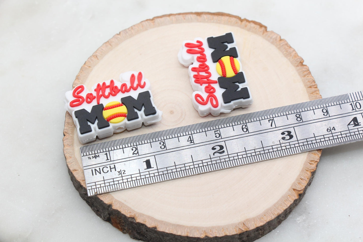 Softball Mom PVC Focal Beads, Sports Ball Beads, Chunky Beads, Beadable Pen Beads #575