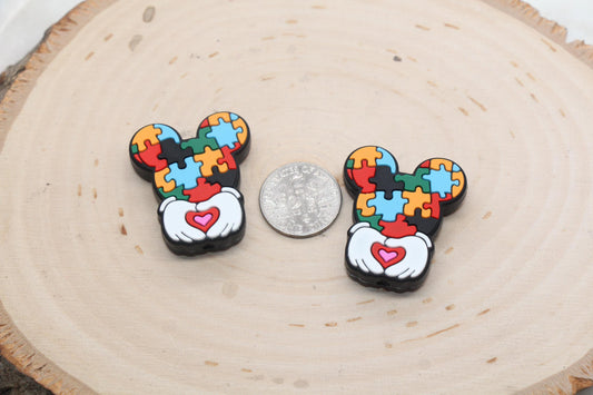 Autism Puzzle Pieces Silicone Focal Beads, Focal Beads, Chunky Beads, Silicone Loose Beads, Beadble Pen Beads #598
