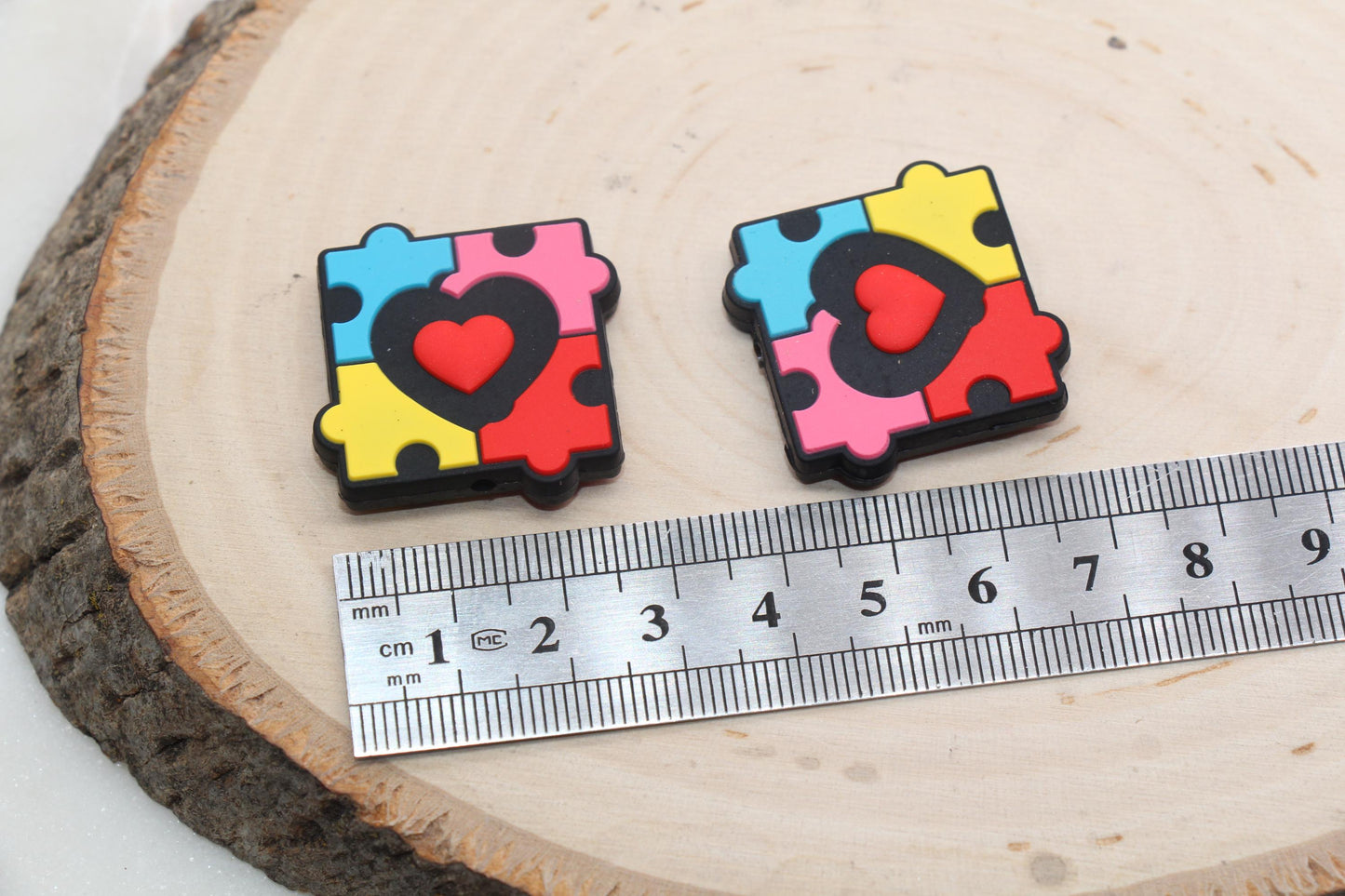 Autism Heart Puzzle Pieces Silicone Focal Beads, Focal Beads, Chunky Beads, Silicone Loose Beads, Beadble Pen Beads #600