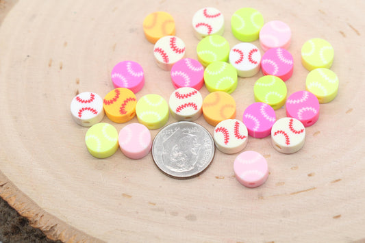 Mix Sport Ball Beads, Baseball Softball Tennis Ball Beads, Sport Themed Beads, Round Ball Beads, Jewelry Beads, Beads for Bracelet #609