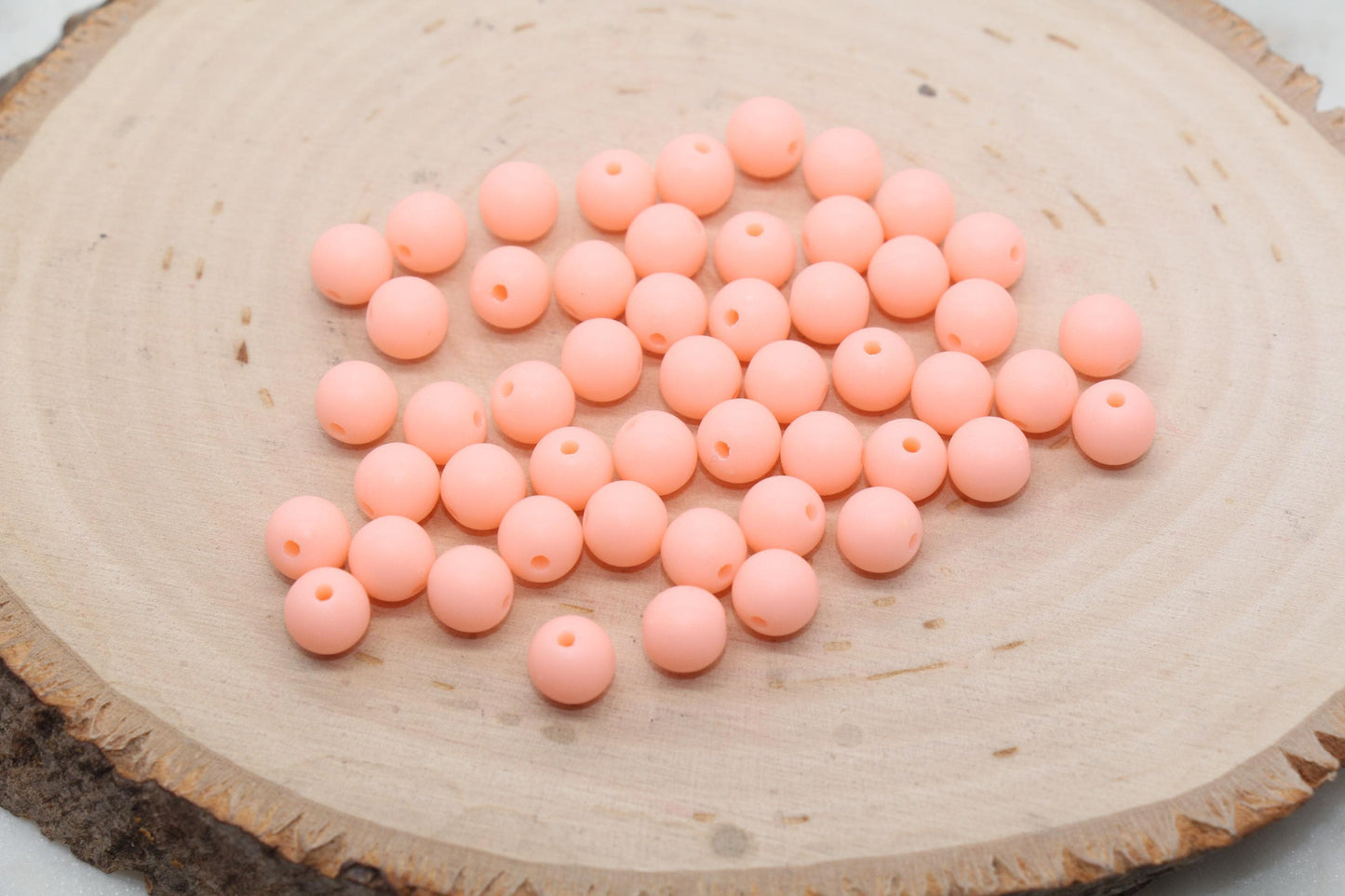 8mm Matte Peach Pink Round Beads, Acrylic Gumball Bead, Frosted Peach Round Spacer Beads, Bubblegum Beads, Plastic Round Bead #215
