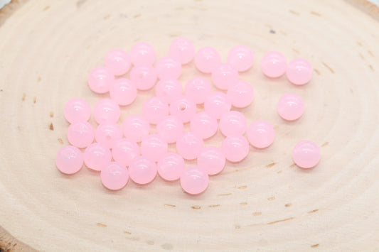 8mm Translucent Rose Pink Gumball Beads, Jelly Pink Beads, Round Acrylic Loose Beads, Bubblegum Beads, Chunky Beads, Plastic Beads #3244