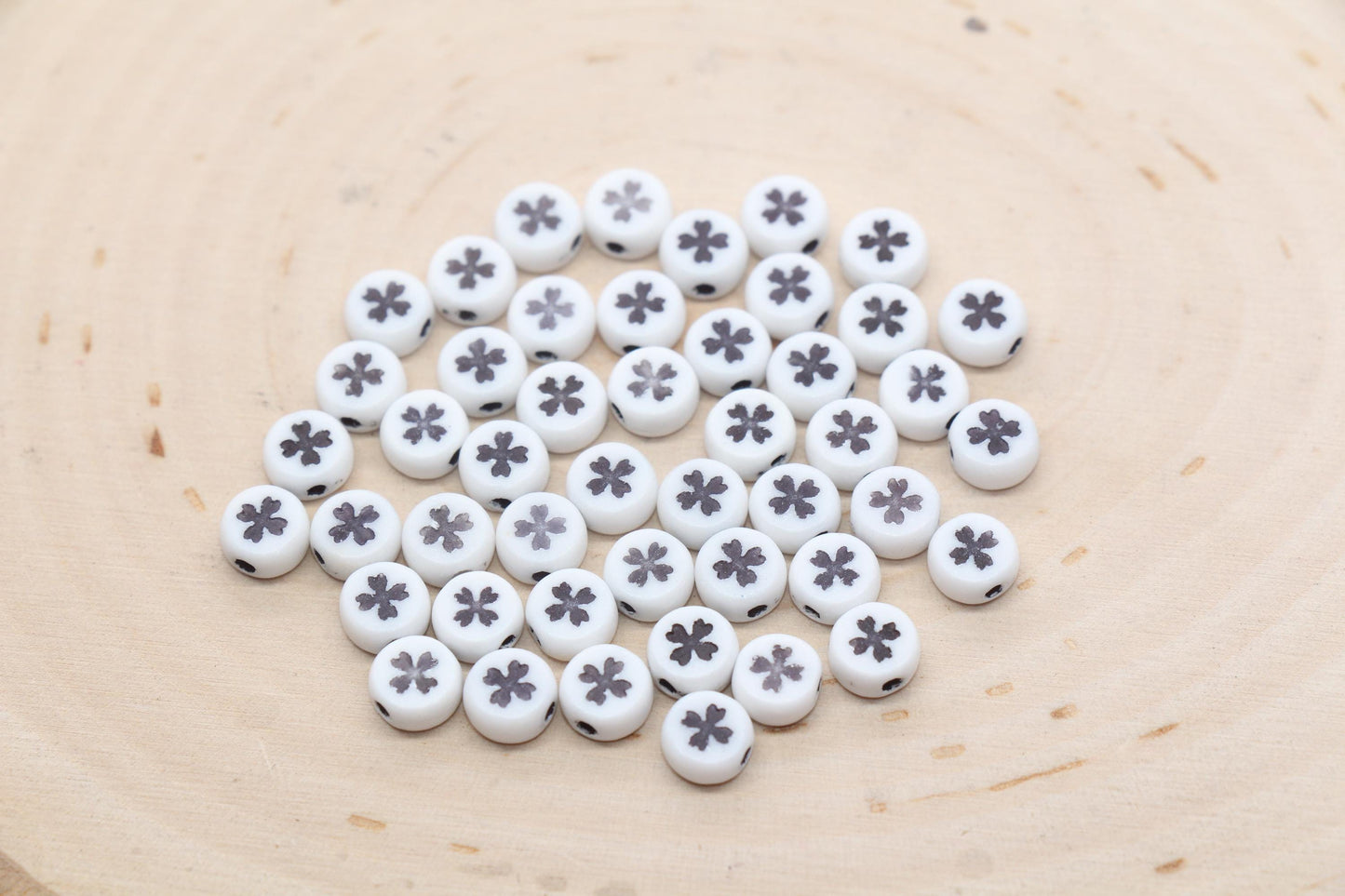Four Leaf Clover Beads, Shamrock Round Beads, Round Leaf Clover Beads, Bracelet Beads, Jewelry Making, Size 7mm #2980 #3284 #3285 #3286
