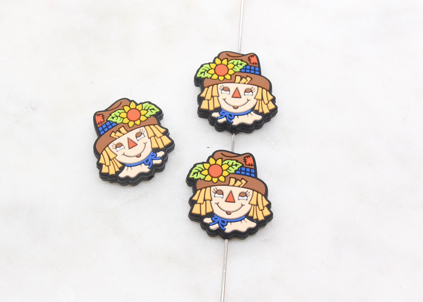 Scarecrow Boy Silicone Beads, Fall Focal Beads, Autumn Silicone Beads #619