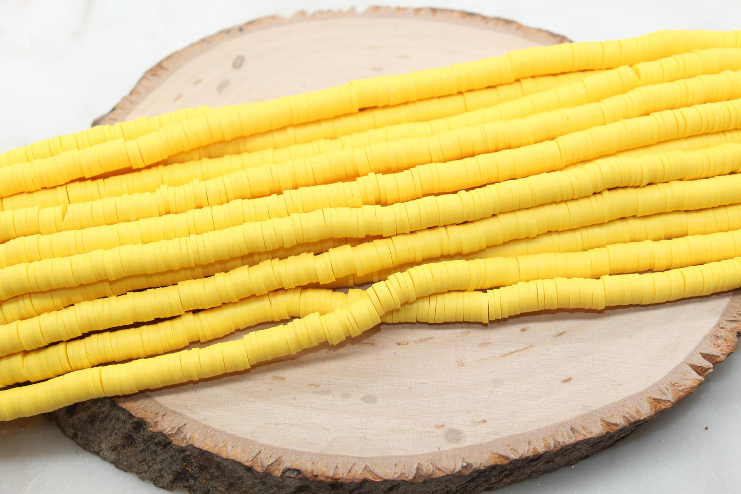 6mm Yellow Heishi Beads, Heishi Beads, Polymer Clay Disc Beads, African Disc Beads, Vinyl Heishi, Full Strand #483