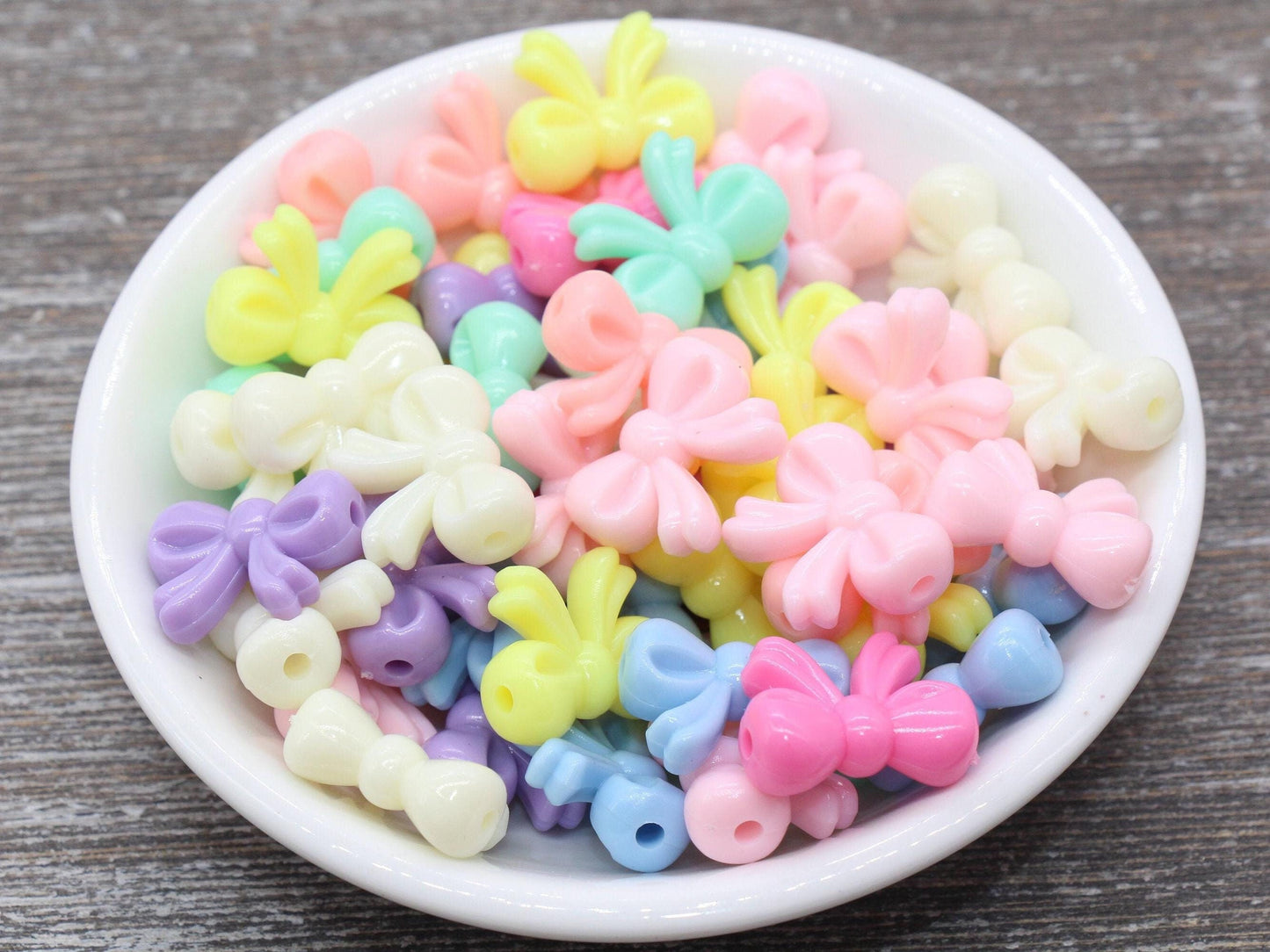 Bow Beads, Plastic Bow Beads, Colorful Acrylic Bow Beads, Beads for Bracelet, Chunky Beads