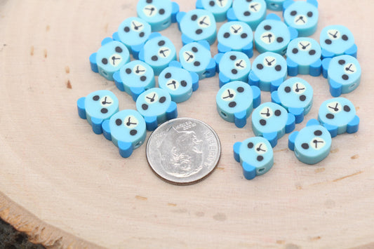 Blue Bear Polymer Clay Beads, Dog Clay Beads, Animal Themed Beads, Jewelry Beads, Bead for Bracelet #607