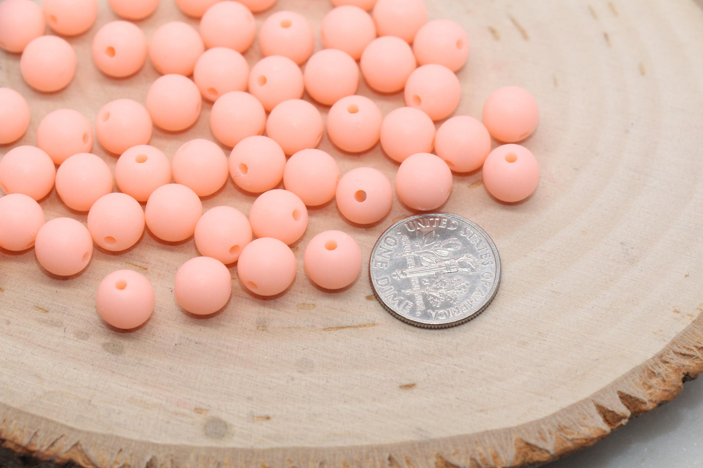 8mm Matte Peach Pink Round Beads, Acrylic Gumball Bead, Frosted Peach Round Spacer Beads, Bubblegum Beads, Plastic Round Bead #215