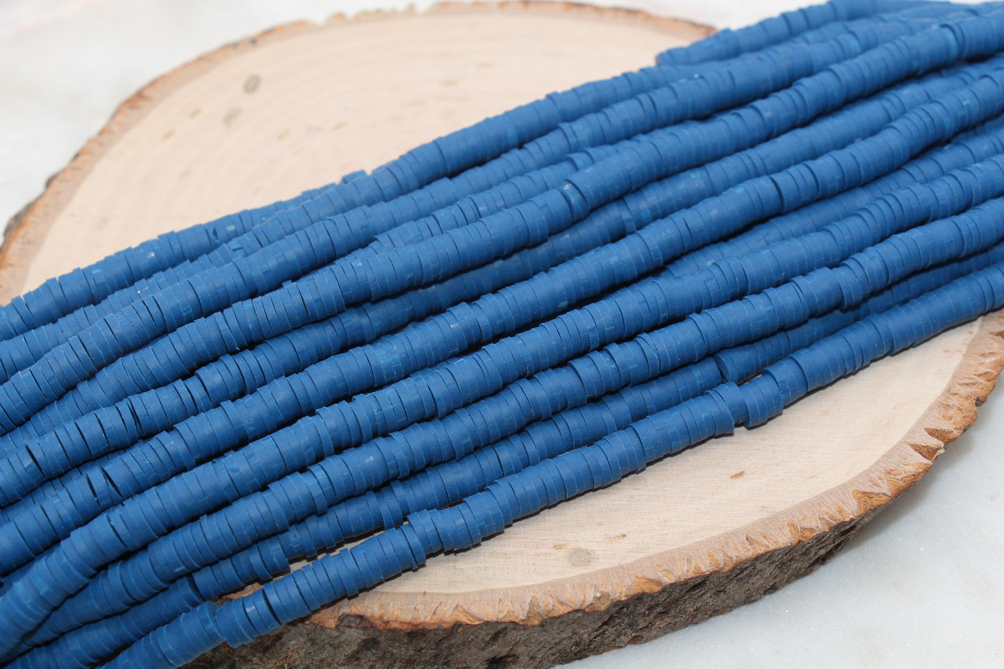 6mm Indigo Dye Blue Heishi Beads, Heishi Bracelet Beads, Polymer Clay Disc Beads, African Disc Beads, Vinyl Heishi, Full Strand #180