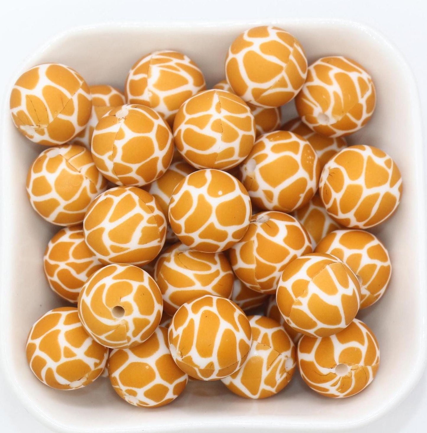 15mm Giraffe Printed Beads, Animal Printed Silicone Beads, Round Bubblegum Beads, Beads for Pens #S151