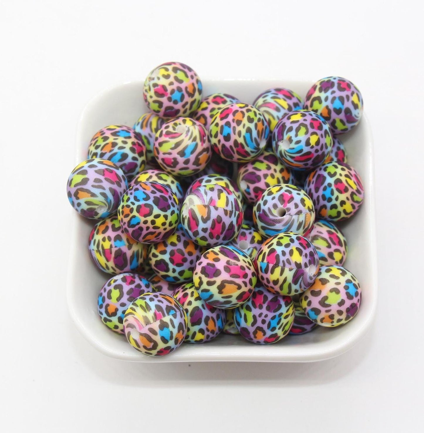 15mm Leopard Printed Beads, Animal Print Silicone Beads, Round Bubblegum Beads, Beads for Pens, Beads for Bracelets