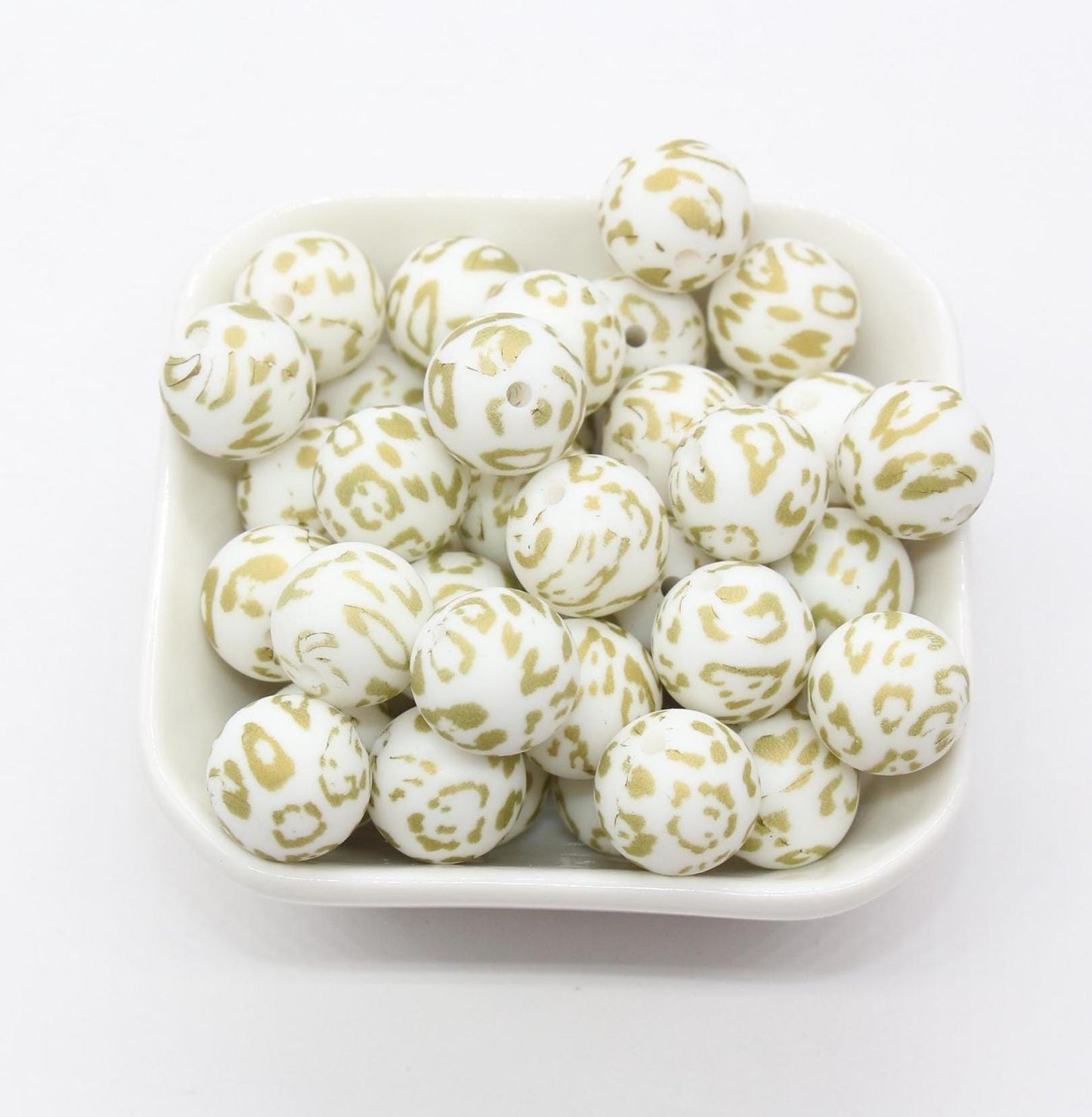 15mm Leopard Printed Beads, Animal Print Silicone Beads, Round Bubblegum Beads, Beads for Pens, Beads for Bracelets