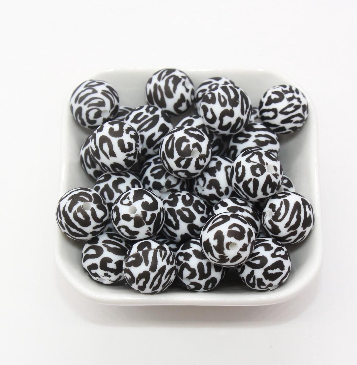 15mm Leopard Printed Beads, Animal Print Silicone Beads, Round Bubblegum Beads, Beads for Pens, Beads for Bracelets