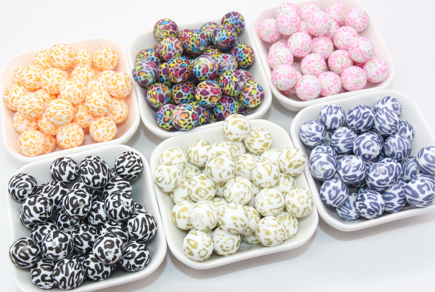 15mm Leopard Printed Beads, Animal Print Silicone Beads, Round Bubblegum Beads, Beads for Pens, Beads for Bracelets
