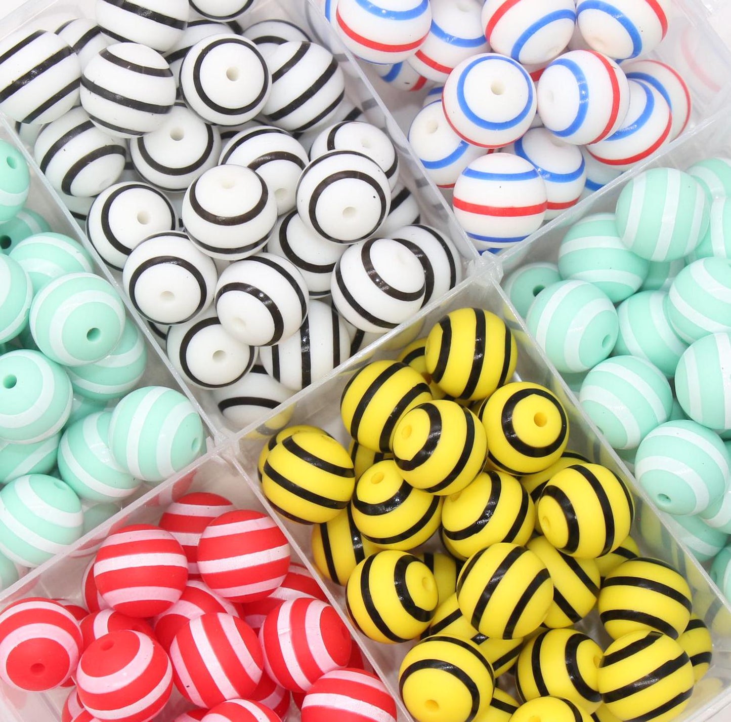 15mm Stripe Printed Beads, Striped Print Silicone Beads, Round Bubblegum Beads, Beads for Pens, Beads for Bracelets