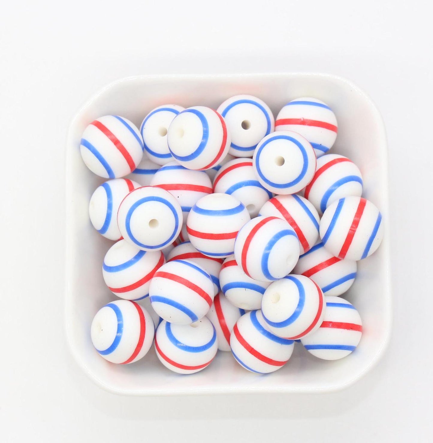 15mm Stripe Printed Beads, Striped Print Silicone Beads, Round Bubblegum Beads, Beads for Pens, Beads for Bracelets