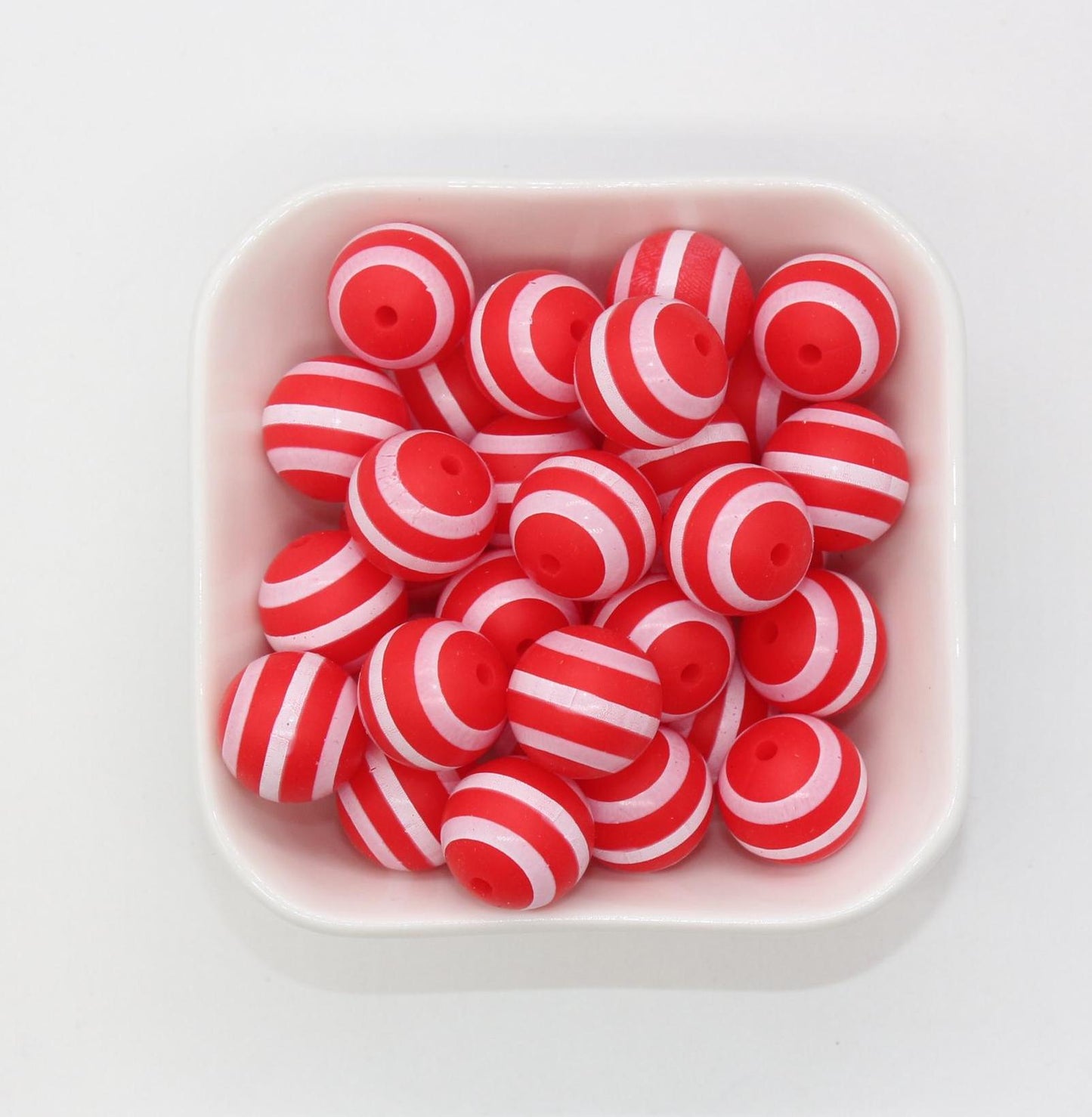 15mm Stripe Printed Beads, Striped Print Silicone Beads, Round Bubblegum Beads, Beads for Pens, Beads for Bracelets